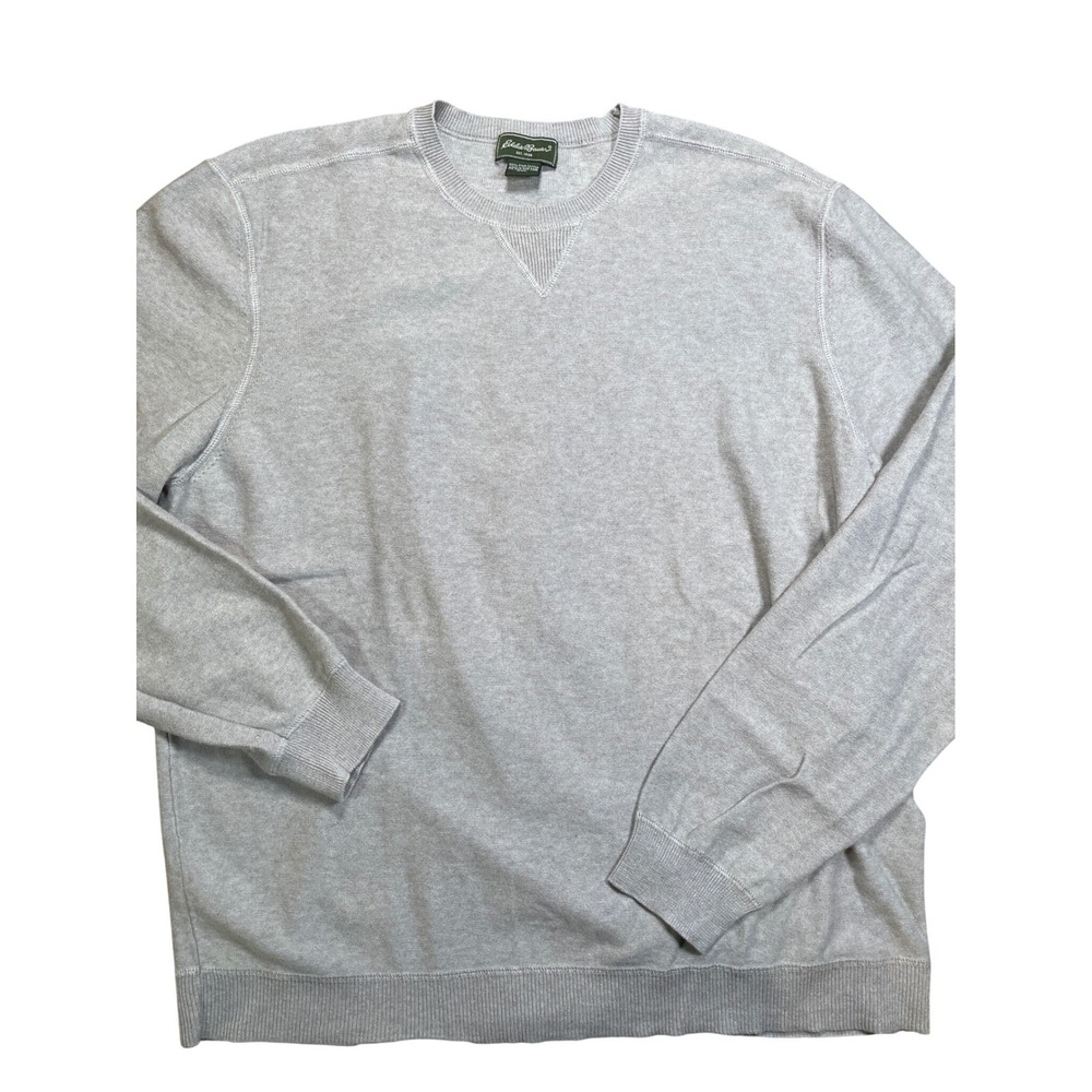 Eddie Bauer Mens Crewneck Sweater Light Gray Long Sleeve Pullover Size Medium‎